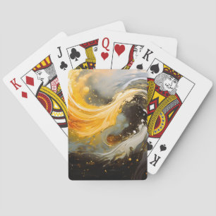 Goldene abstrakte Marmorwellen Modern Spielkarten