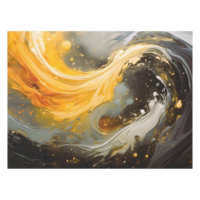 Goldene abstrakte Marmorwellen modern Tischdecke (Vorderseite (Horizontal))