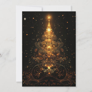 Goldene abstrakte Weihnachtsbaumkarten Feiertagskarte