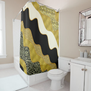 Goldene abstrakte Welle modern Gold Glam trendy Duschvorhang