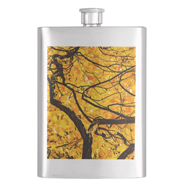 Goldene Adern des Herbstes Flachmann (Vorderseite)