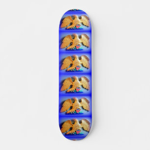 goldene Adler auf blauem Skateboard