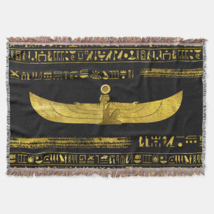 Goldene ägyptische Gott-Verzierung auf schwarzem Decke