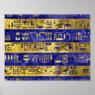 Goldene ägyptische Hieroglyphen Poster