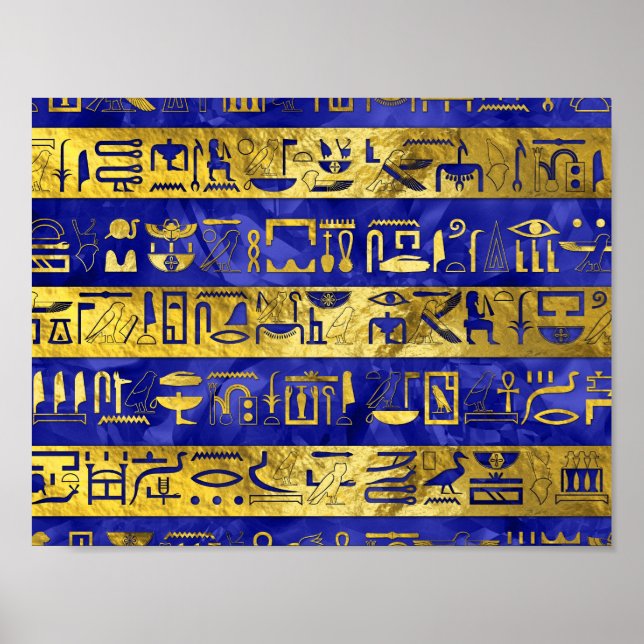 Goldene ägyptische Hieroglyphen Poster (Vorne)