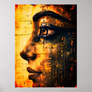 Goldene ägyptische Pharaonen-Wandkunst – Alte Gesc Poster