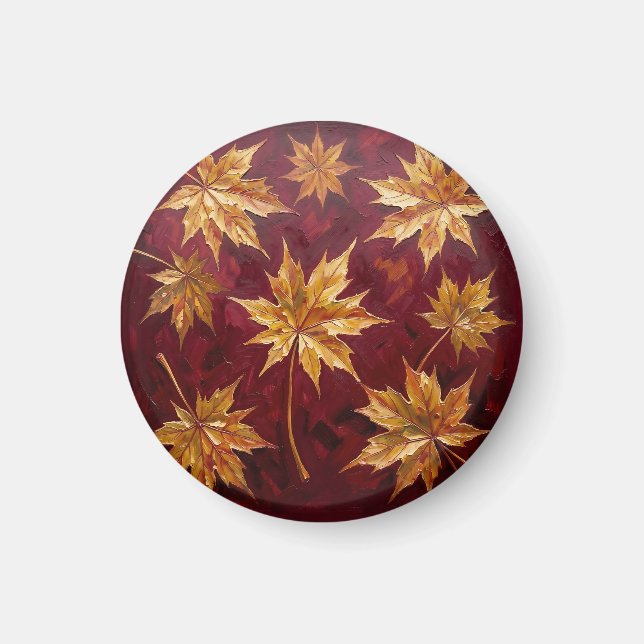 Goldene Ahornblätter Herbstmalerei Magnet (Vorne)