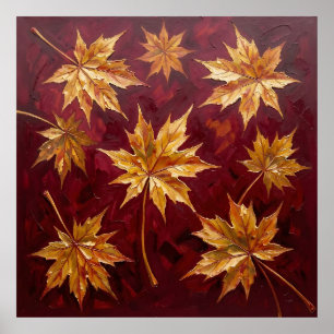 Goldene Ahornblätter Herbstmalerei Poster