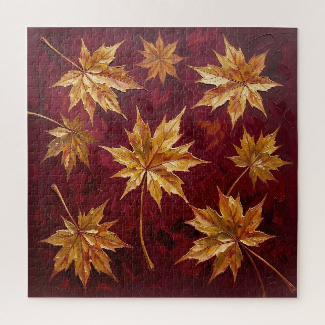 Goldene Ahornblätter Herbstmalerei Puzzle (Vertikal)