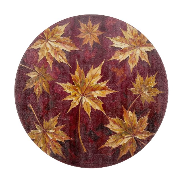 Goldene Ahornblätter Herbstmalerei Schneidebrett (Vorderseite)