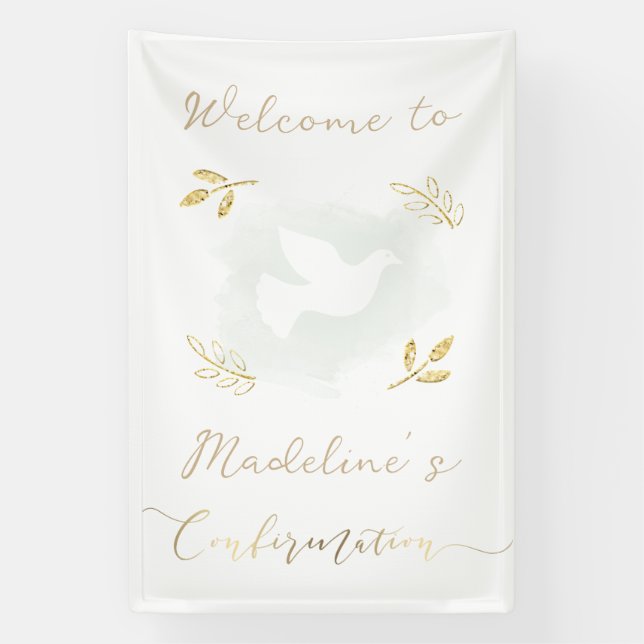 goldene Akzente Konfirmation Willkommen Banner (Vertikal)
