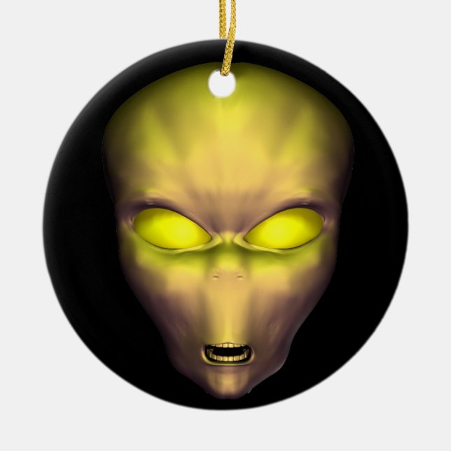 Goldene Alien Keramik Ornament (Vorne)
