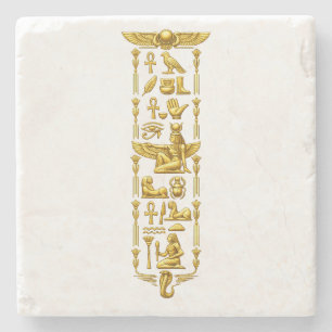 Goldene altägyptische Symbole – Luxuriöse Hierog Steinuntersetzer