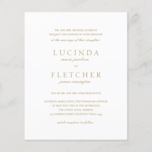 Goldene alte Geld elegante Budget-Hochzeitseinladu