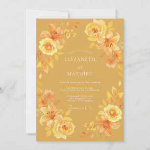 Goldene Amber-Blüten-Hochzeit Einladung