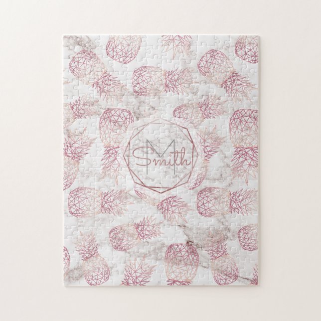 Goldene Ananas der geometrischen Rose Marmormuster Puzzle (Vertikal)