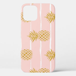 Goldene Ananas, gestreifter Sommerhintergrund. Case-Mate iPhone Hülle