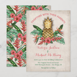 Goldene Ananas-Hochzeit Einladung