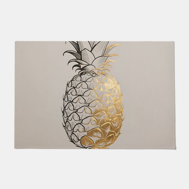 Goldene Ananas-Linienkunst Fußmatte (Vorderseite)