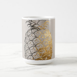 Goldene Ananas-Linienkunst Kaffeetasse