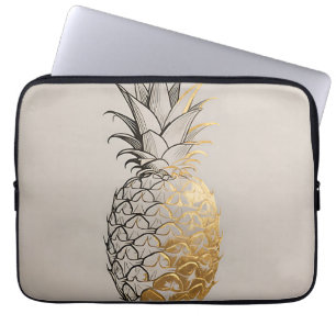 Goldene Ananas-Linienkunst Laptopschutzhülle