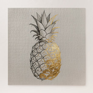 Goldene Ananas-Linienkunst Puzzle
