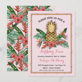 Goldene Ananas Luau Party Einladung