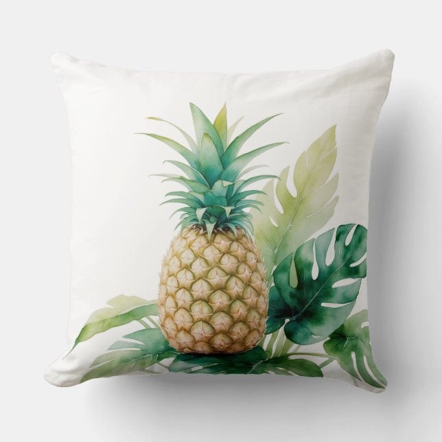 Goldene Ananas mit Monstera Kissen (Vorderseite)