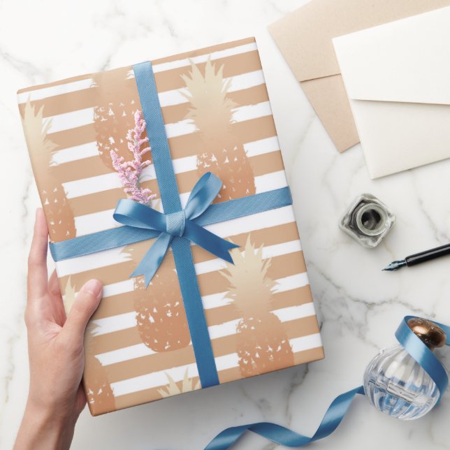 Goldene Ananas-Muster Geschenkpapier (Schenken)