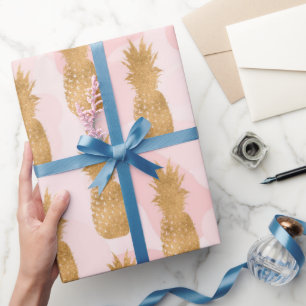Goldene Ananas-Muster Tropisch Geschenkpapier