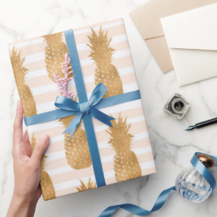 Goldene Ananas-Muster Tropisch Geschenkpapier