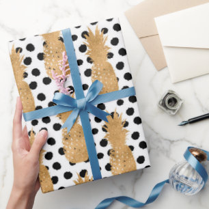 Goldene Ananas-Muster Tropisch Geschenkpapier