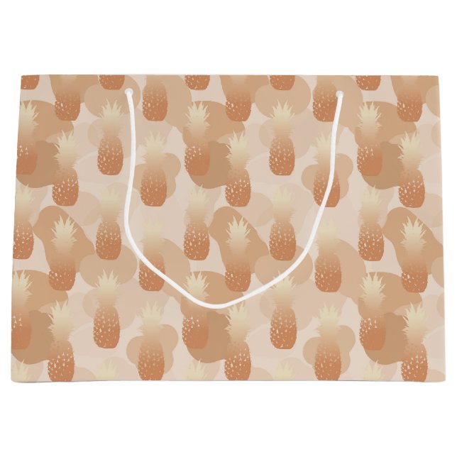 Goldene Ananas-Muster Tropisch  Große Geschenktüte (Vorderseite)