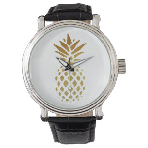 Goldene Ananas, Obst in Gold Armbanduhr