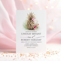 Goldene Ananas Pink Floral Beach Hochzeit