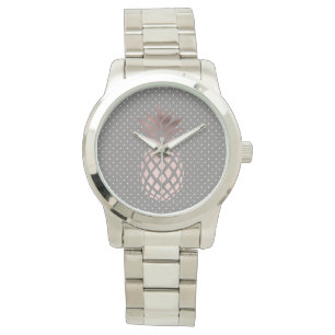 Goldene Ananas-Polka-Punkte der Rose Armbanduhr
