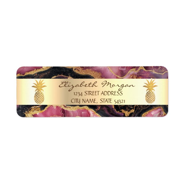 Goldene Ananas Trendy Burgundy Marmorstein (Vorne)