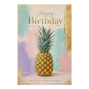 Goldene Ananas Tropical Geburtstag Poster