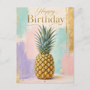 Goldene Ananas Tropischer Geburtstag Feiertagspostkarte