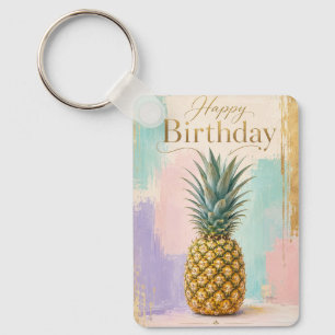 Goldene Ananas Tropischer Geburtstag Schlüsselanhänger