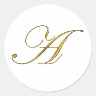 Goldene Anfangsbuchstaben-Aufkleber mit Monogramm Runder Aufkleber
