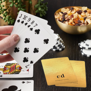 Goldene Anfangsbuchstaben des Namens in Monogramm- Spielkarten