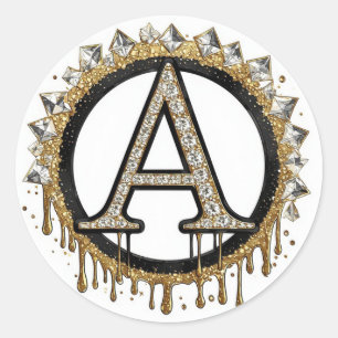 Goldene Anfangsbuchstaben Hochzeitsgeschenk Perlen Runder Aufkleber