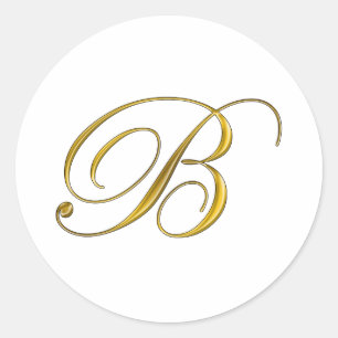 Goldene Anfangsbuchstaben-Sticker mit Monogramm B Runder Aufkleber