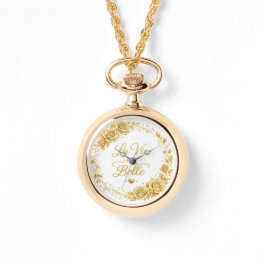 Goldene Anhängeruhr "La Vie Belle" mit luxuriöser Armbanduhr