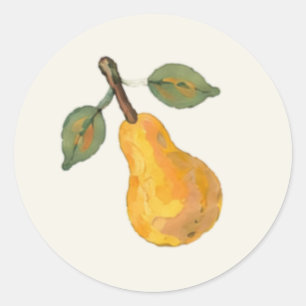Goldene Aquarell-Birnen-Handbemalte-Umschlag-Siege Runder Aufkleber