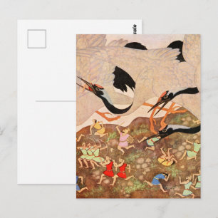 Goldene Ära Art Nouveau Riesen Vögel Poster Postkarte