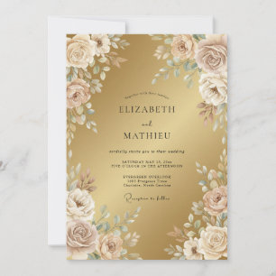 Goldene Ätherische Blumenhochzeit Einladung