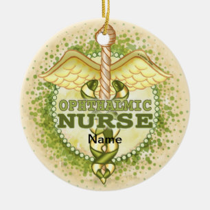 Goldene Augenpflegeschwester Caduceus  Keramik Ornament