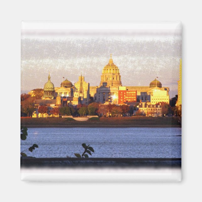 Goldene Aussicht auf Harrisburg, Pa Magnet (Vorne)